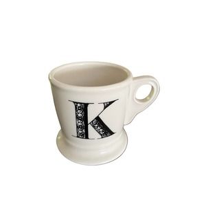 New Anthropologie Initial Monogram Letter K White Coffee Tea Mug